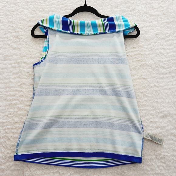Tank Top Size L Striped Nautical Resortwear Cruise Sailorcore Preppy Blue Resort - Picture 10 of 13